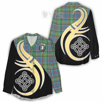 Tartan Vibes Clothing Colville Tartan Women's Casual Shirt with Family Crest and Celtic Symbol Style