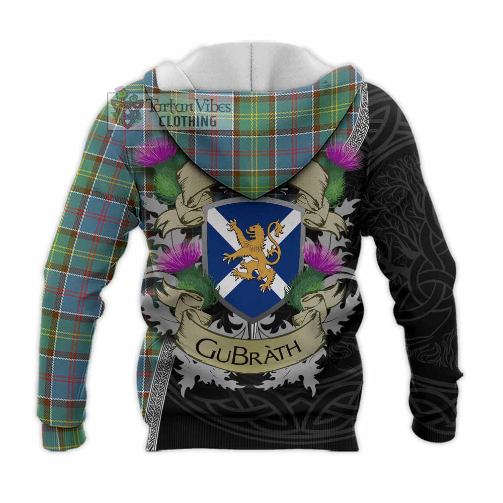 Tartan Vibes Clothing Colville Tartan Family Crest Knitted Hoodie Lion Rampant Royal Thistle Shield Celtic Inspired