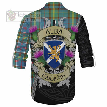 Tartan Vibes Clothing Colville Tartan Family Crest Ghillie Kilt Shirt Lion Rampant Royal Thistle Shield Celtic Inspired