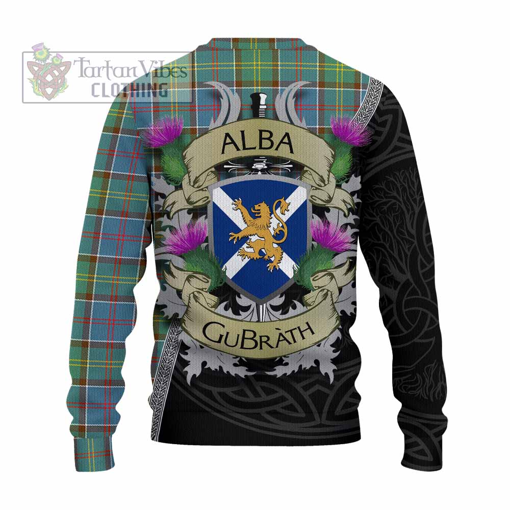 Tartan Vibes Clothing Colville Tartan Family Crest Knitted Sweater Lion Rampant Royal Thistle Shield Celtic Inspired