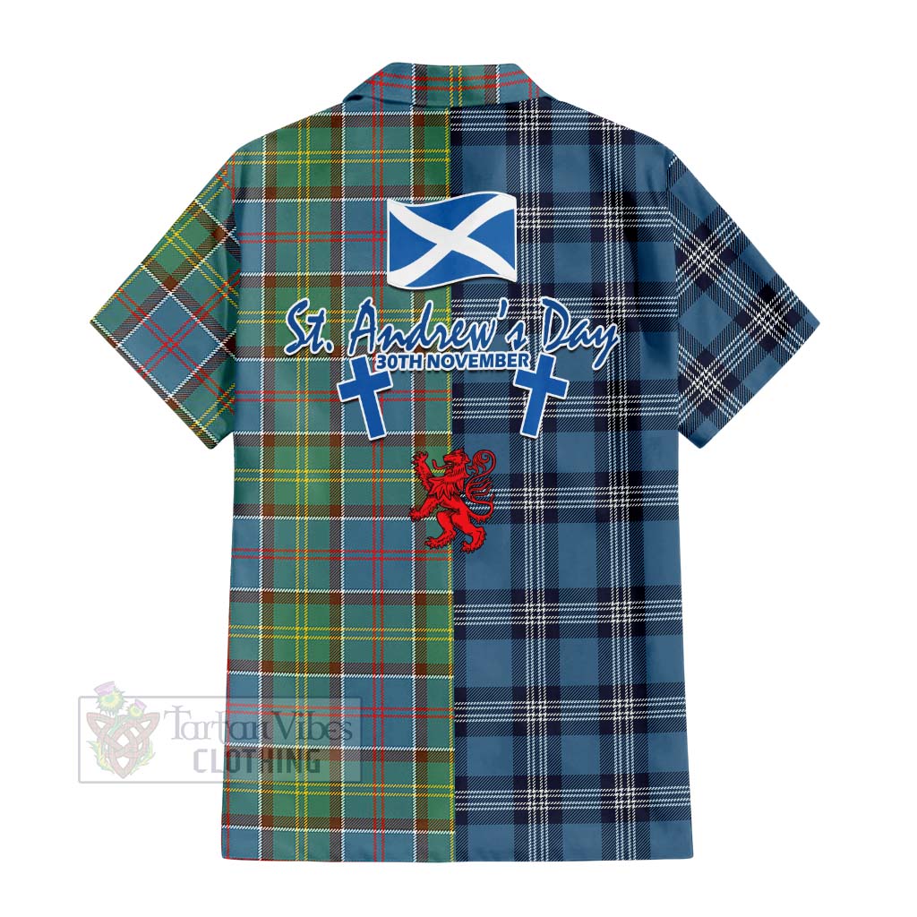 Colville Tartan Hawaiian Shirt Happy St. Andrew's Day Half Tartan Style - Tartan Vibes Clothing