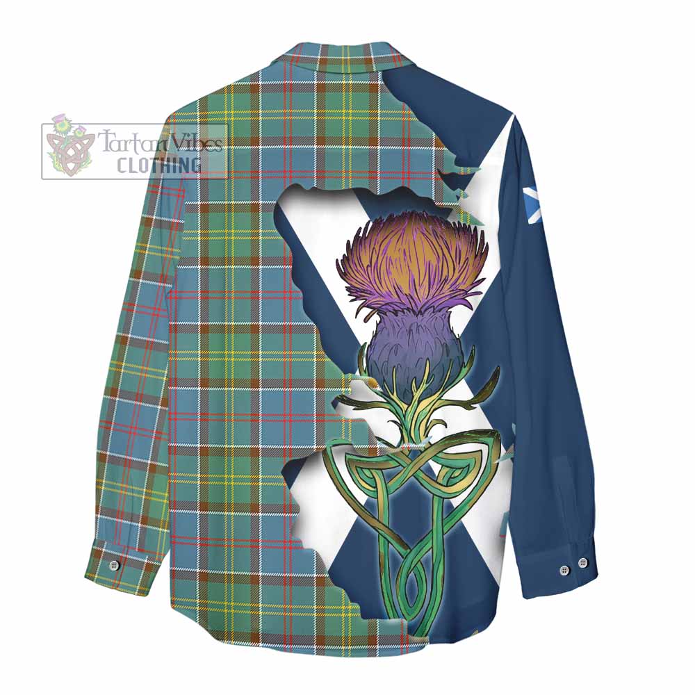 Tartan Vibes Clothing Colville Tartan Family Crest Women's Casual Shirt Scottish Thistle Celtic Inspired