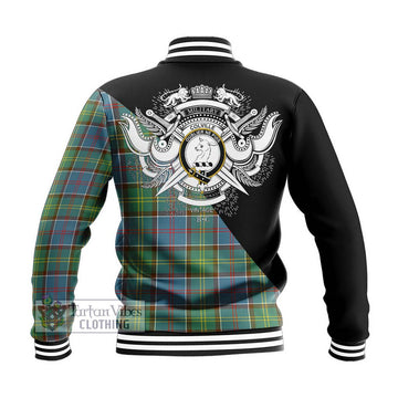 Colville Tartan Baseball Jacket with Family Crest and Military Logo Style - Tartanvibesclothing Shop