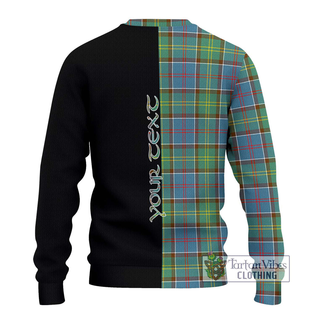 Colville Tartan Knitted Sweater with Family Crest and Half Of Me Style - Tartanvibesclothing Shop