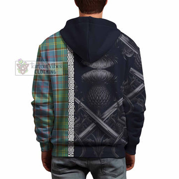 Tartan Vibes Clothing Colville Tartan Hoodie with Family Crest Cross Sword Thistle Celtic Vibes
