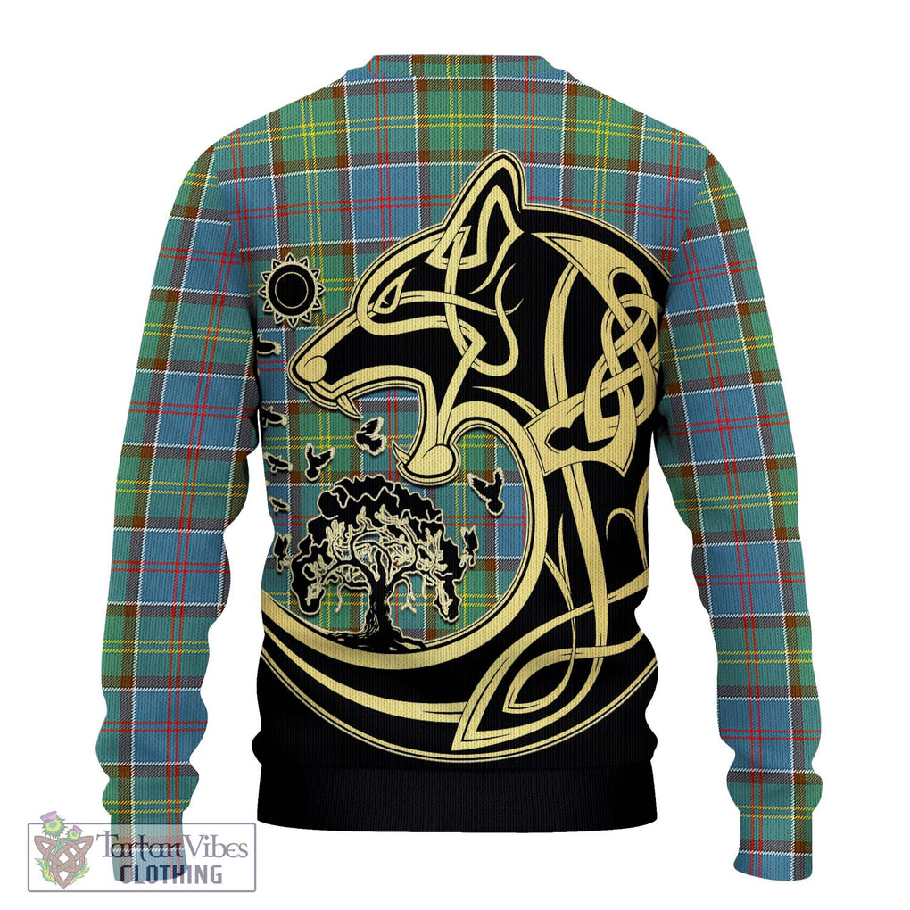 Colville Tartan Knitted Sweater with Family Crest Celtic Wolf Style - Tartan Vibes Clothing