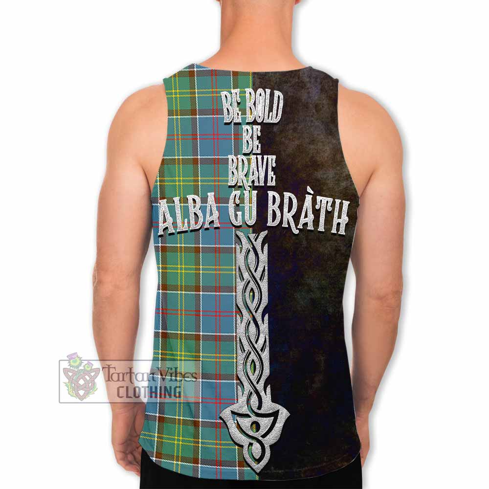 Tartan Vibes Clothing Colville Tartan Family Crest Men's Tank Top Alba Gu Brath Be Brave Lion Ancient Style