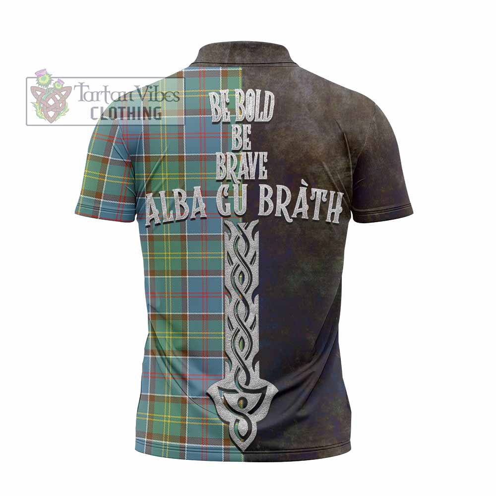 Tartan Vibes Clothing Colville Tartan Family Crest Zipper Polo Shirt Alba Gu Brath Be Brave Lion Ancient Style