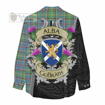 Colville Tartan Family Crest Women's Casual Shirt Lion Rampant Royal Thistle Shield Celtic Inspired