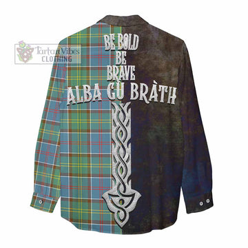 Colville Tartan Family Crest Women's Casual Shirt Alba Gu Brath Be Brave Lion Ancient Style