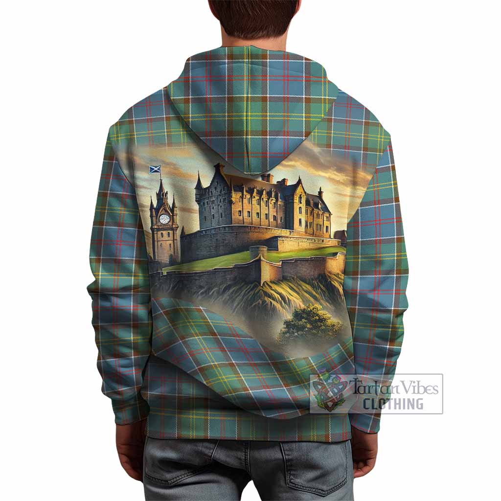 Tartan Vibes Clothing Colville Tartan Family Crest Hoodie with Scottish Ancient Castle Style