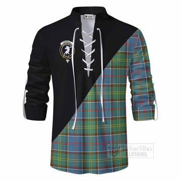 Tartan Vibes Clothing Colville Tartan Ghillie Kilt Shirt with Family Crest and Military Logo Style