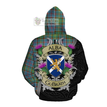 Tartan Vibes Clothing Colville Tartan Family Crest Cotton Hoodie Lion Rampant Royal Thistle Shield Celtic Inspired