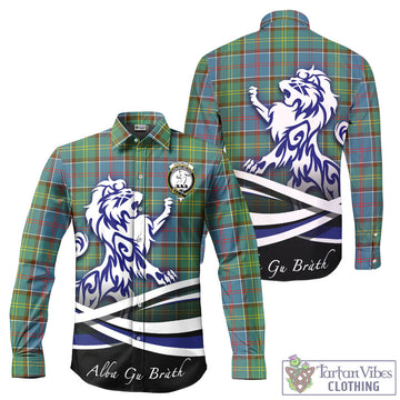 Colville Tartan Long Sleeve Button Up Shirt with Alba Gu Brath Regal Lion Emblem