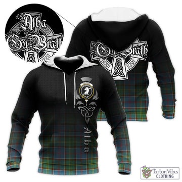 Colville Tartan Knitted Hoodie Featuring Alba Gu Brath Family Crest Celtic Inspired
