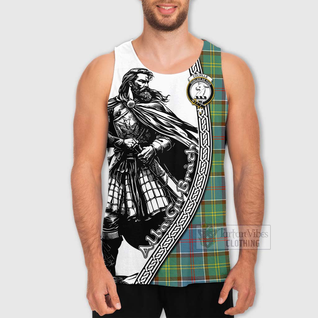 Tartan Vibes Clothing Colville Tartan Clan Crest Men's Tank Top with Highlander Warrior Celtic Style