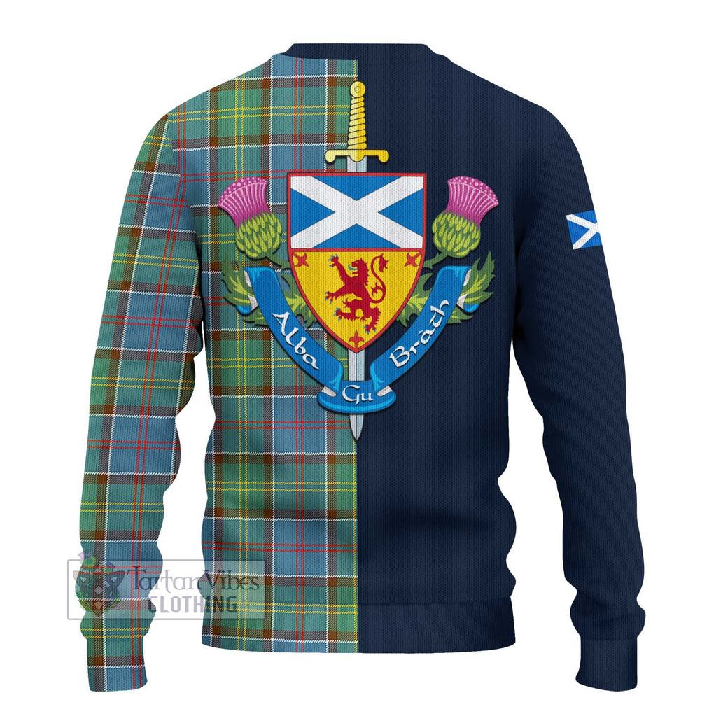 Tartan Vibes Clothing Colville Tartan Knitted Sweater with Scottish Lion Royal Arm Half Style