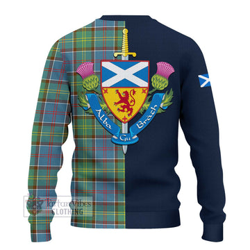 Tartan Vibes Clothing Colville Tartan Knitted Sweater with Scottish Lion Royal Arm Half Style