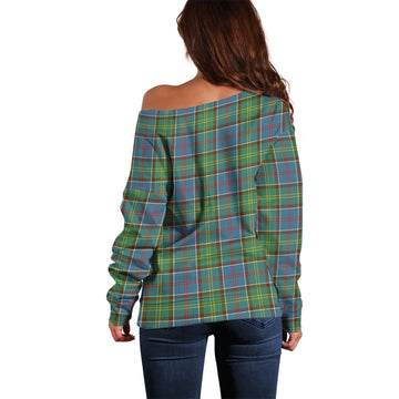 Colville Tartan Off Shoulder Women Sweater with Family Crest - Tartanvibesclothing