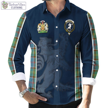 Colville Tartan Long Sleeve Button Up Shirt with Family Crest and Lion Rampant Vibes Sport Style