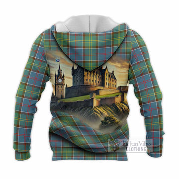 Colville Tartan Family Crest Knitted Hoodie with Scottish Ancient Castle Style