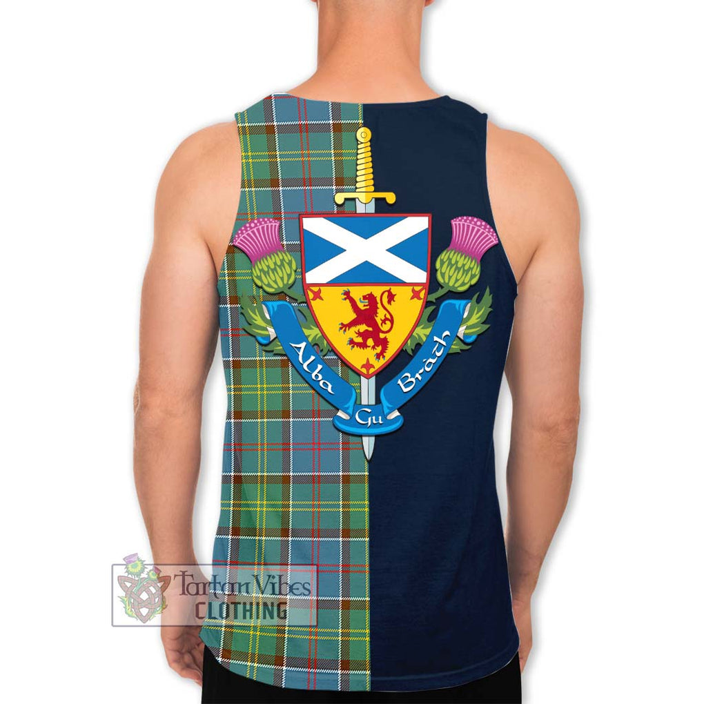 Tartan Vibes Clothing Colville Tartan Men's Tank Top with Scottish Lion Royal Arm Half Style