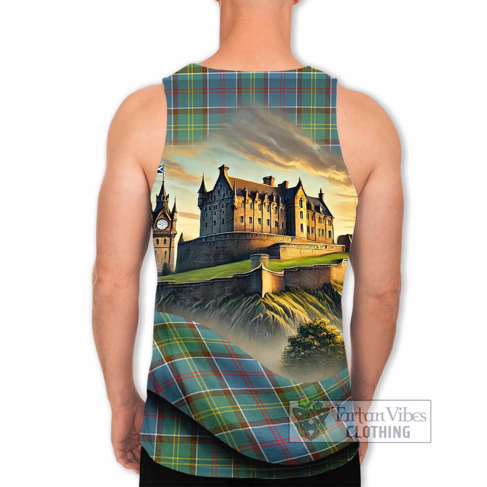 Tartan Vibes Clothing Colville Tartan Family Crest Men's Tank Top with Scottish Ancient Castle Style