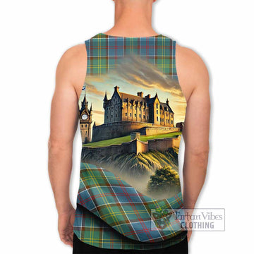 Colville Tartan Family Crest Men's Tank Top with Scottish Ancient Castle Style