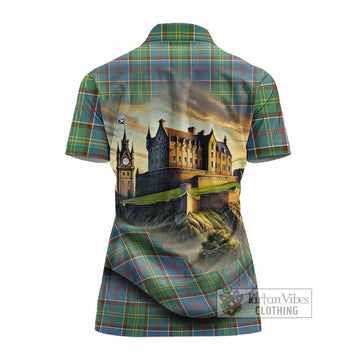 Colville Tartan Family Crest Women's Polo Shirt with Scottish Ancient Castle Style
