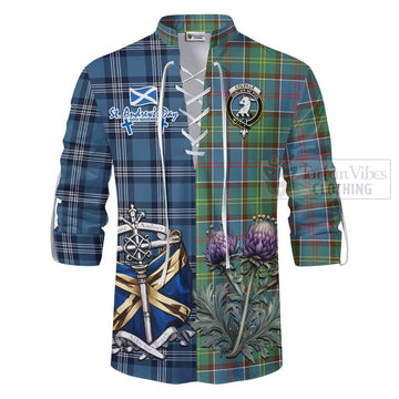 Tartan Vibes Clothing Colville Tartan Ghillie Kilt Shirt Happy St. Andrew's Day Half Tartan Style