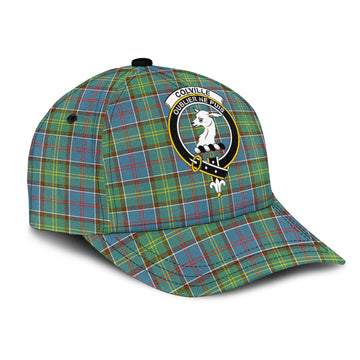 Colville Tartan Classic Cap with Family Crest