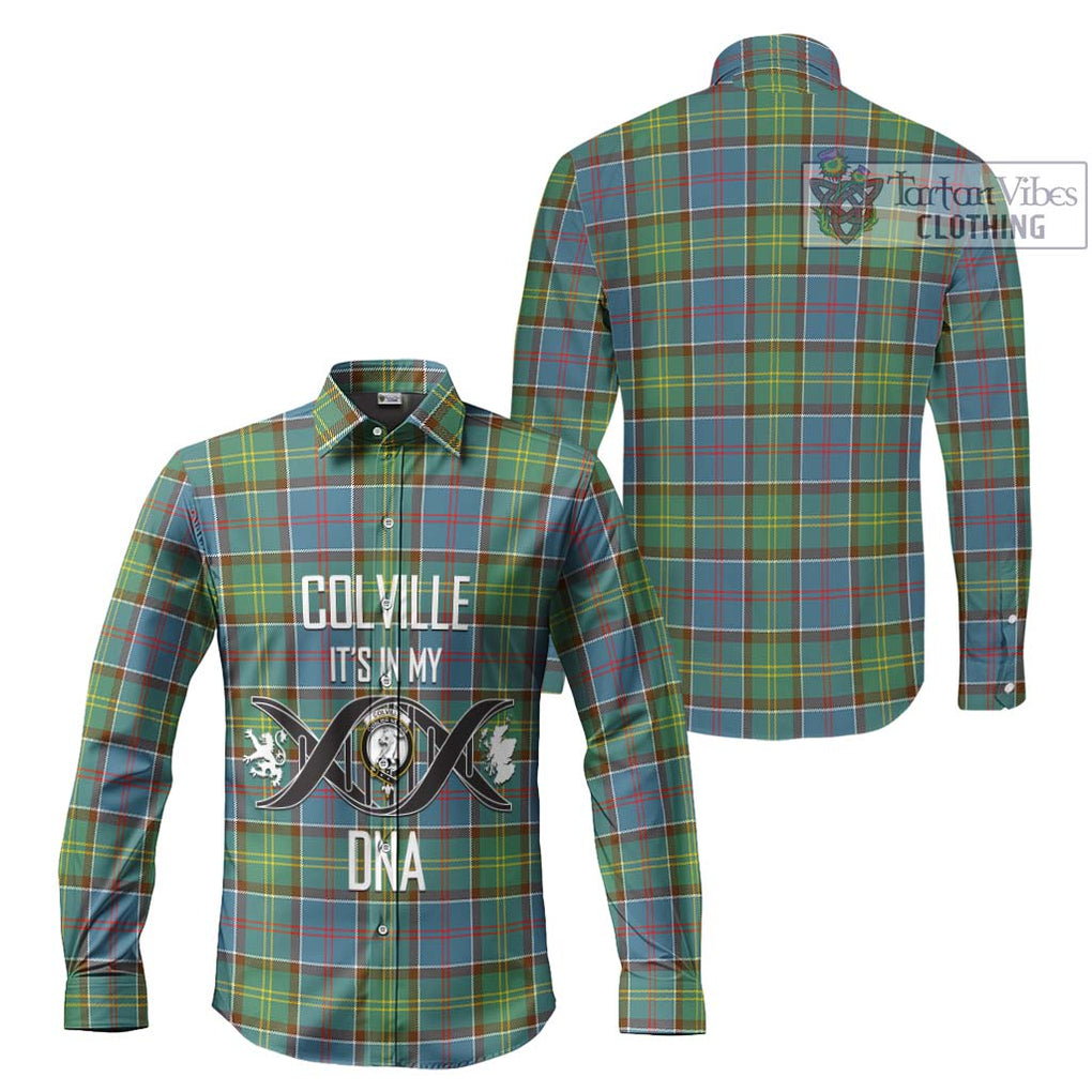 Colville Tartan Long Sleeve Button Shirt with Family Crest DNA In Me Style Men's Shirt - Tartanvibesclothing Shop