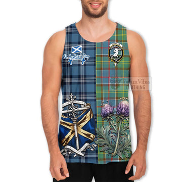 Tartan Vibes Clothing Colville Tartan Men's Tank Top Happy St. Andrew's Day Half Tartan Style