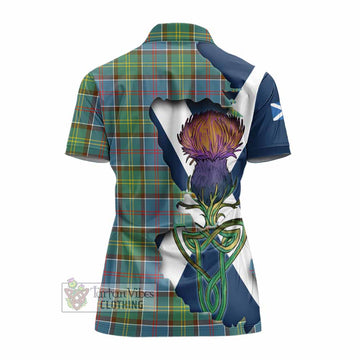 Colville Tartan Family Crest Women's Polo Shirt Scottish Thistle Celtic Inspired