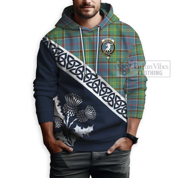 Tartan Vibes Clothing Colville Tartan Hoodie Featuring Thistle and Scotland Map