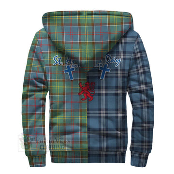 Colville Tartan Sherpa Hoodie Happy St. Andrew's Day Half Tartan Style