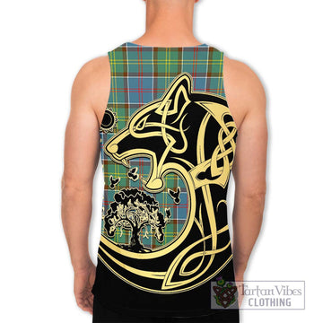 Colville Tartan Men's Tank Top with Family Crest Celtic Wolf Style - Tartan Vibes Clothing
