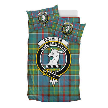 Colville Tartan Bedding Set with Family Crest