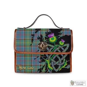 Colville Tartan Waterproof Canvas Bag with Scotland Map and Thistle Celtic Accents