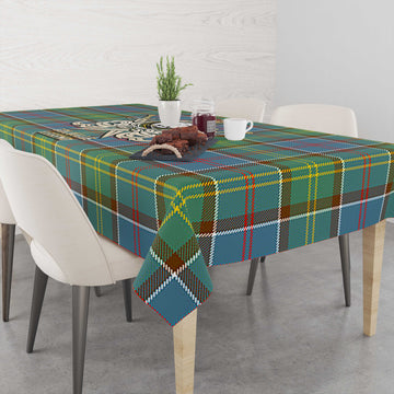 Colville Tartan Tablecloth with Clan Crest and the Golden Sword of Courageous Legacy