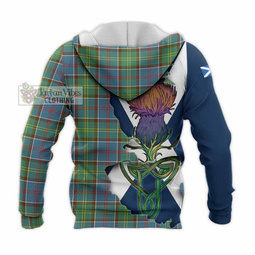 Colville Tartan Family Crest Knitted Hoodie Scottish Thistle Celtic Inspired