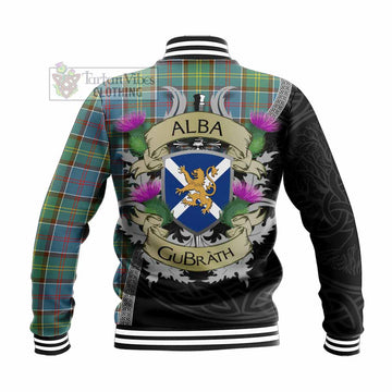 Tartan Vibes Clothing Colville Tartan Family Crest Baseball Jacket Lion Rampant Royal Thistle Shield Celtic Inspired