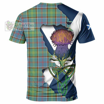 Colville Tartan Family Crest T-Shirt Scottish Thistle Celtic Inspired