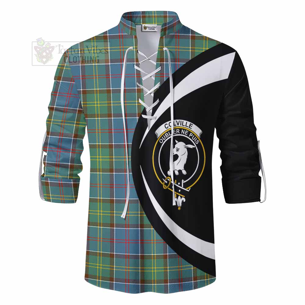 Tartan Vibes Clothing Colville Tartan Ghillie Kilt Shirt with Family Crest Circle Style