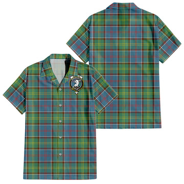 Colville Tartan Short Sleeve Button Down Shirt with Family Crest