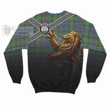 Colville Crest Tartan Sweatshirt with Golden Lion Emblem Celtic Style