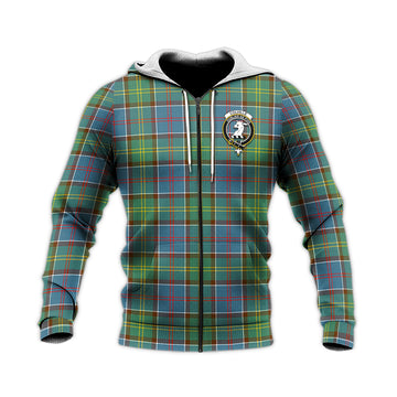 Colville Tartan Knitted Hoodie with Family Crest