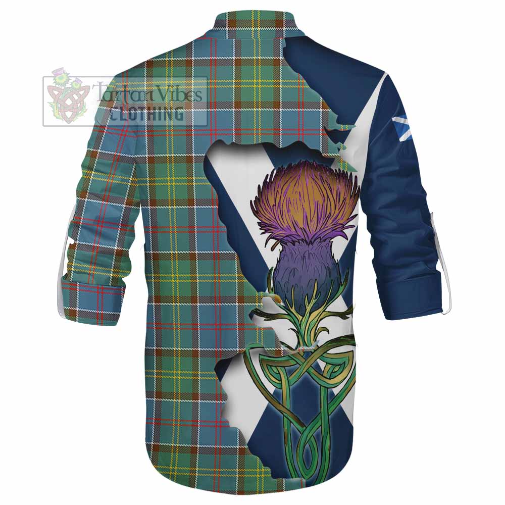 Tartan Vibes Clothing Colville Tartan Family Crest Ghillie Kilt Shirt Scottish Thistle Celtic Inspired