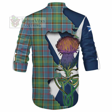 Tartan Vibes Clothing Colville Tartan Family Crest Ghillie Kilt Shirt Scottish Thistle Celtic Inspired