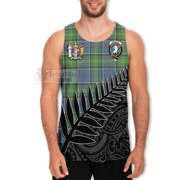 Tartan Vibes Clothing Colville Crest Tartan Men's Tank Top with New Zealand Silver Fern Half Style